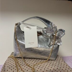 Silver Women's Bag with Chain Strap